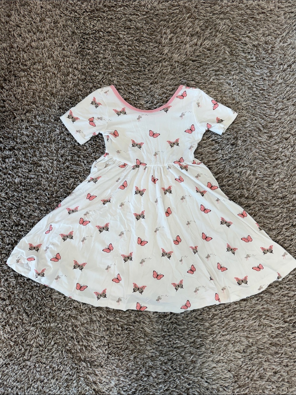 Kyte BABY White Dress with Pink Butterfly Print